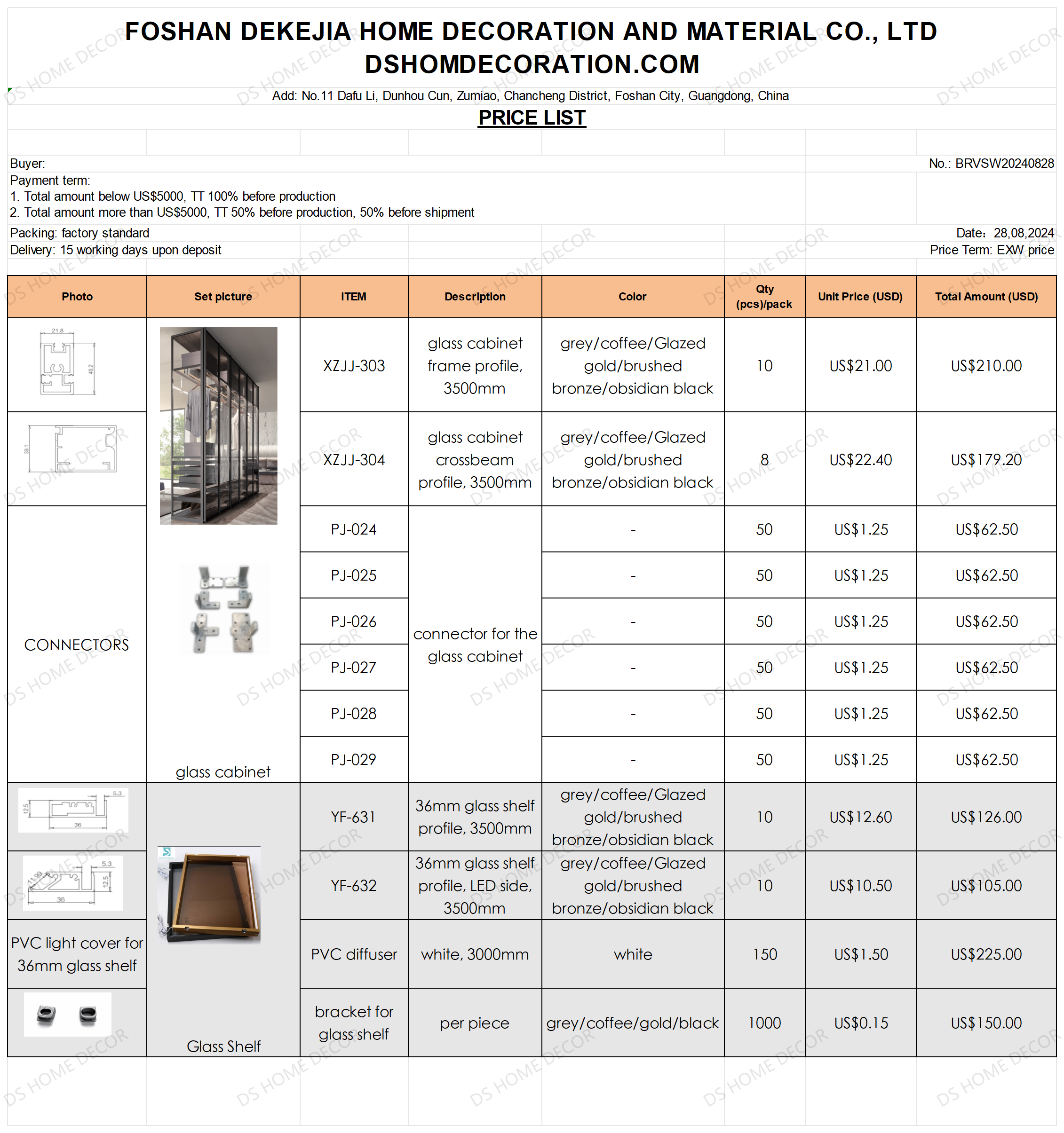 Ds Price List Of Glass Cabinet Sheet1