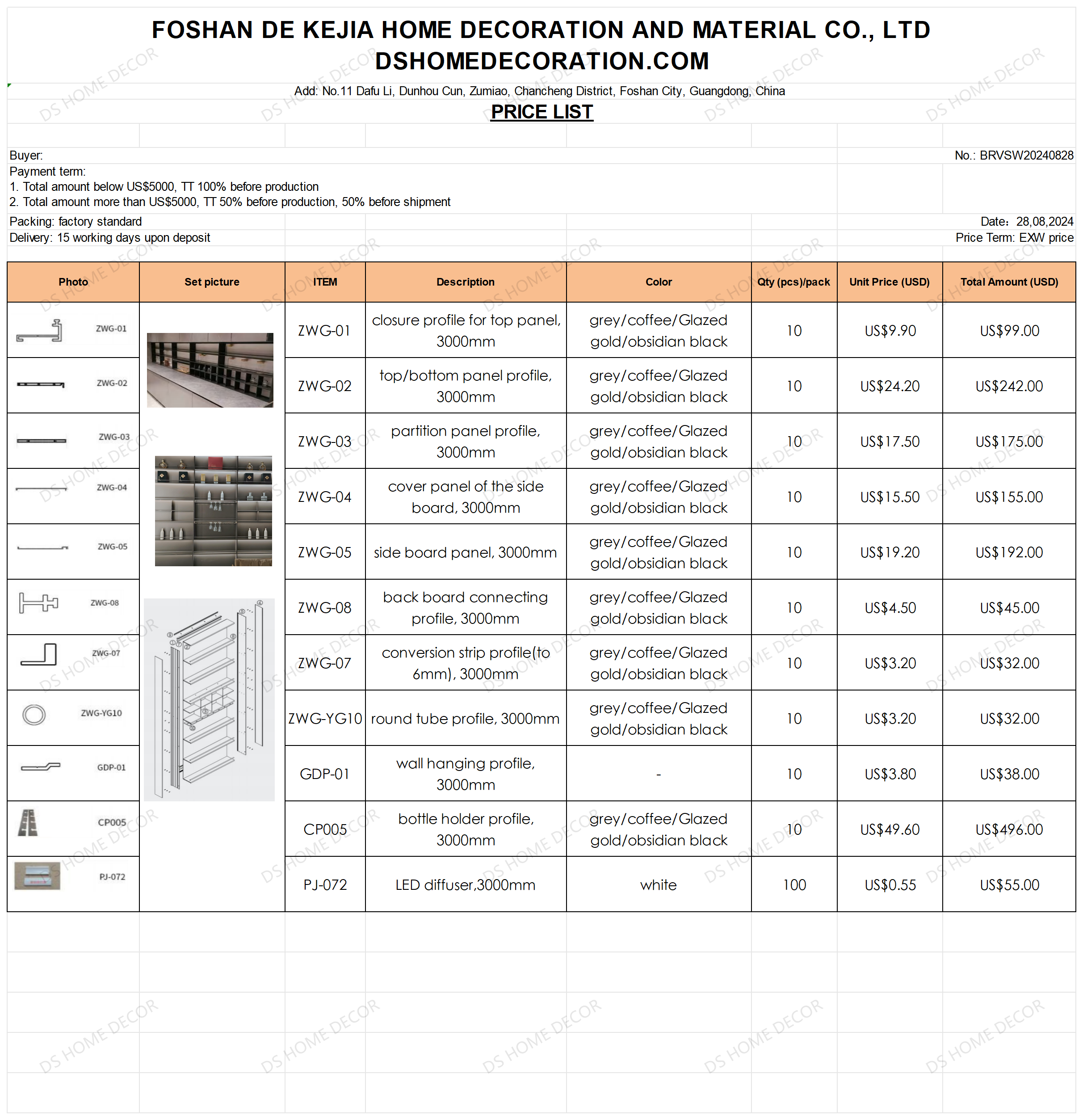 Ds Price List Of Open Shelf System Sheet1