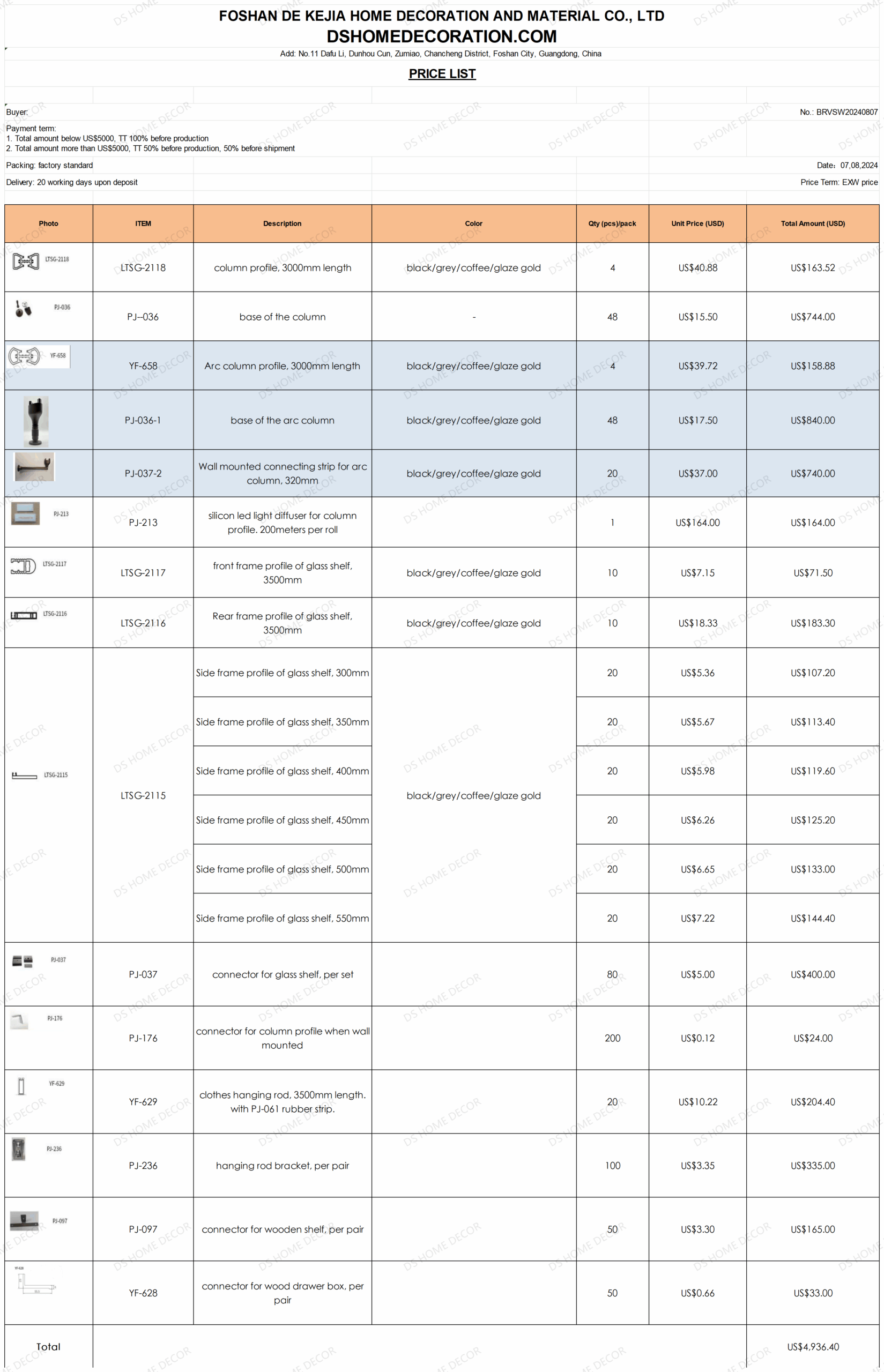 Ds Price List Of Pillar Base System Table 1