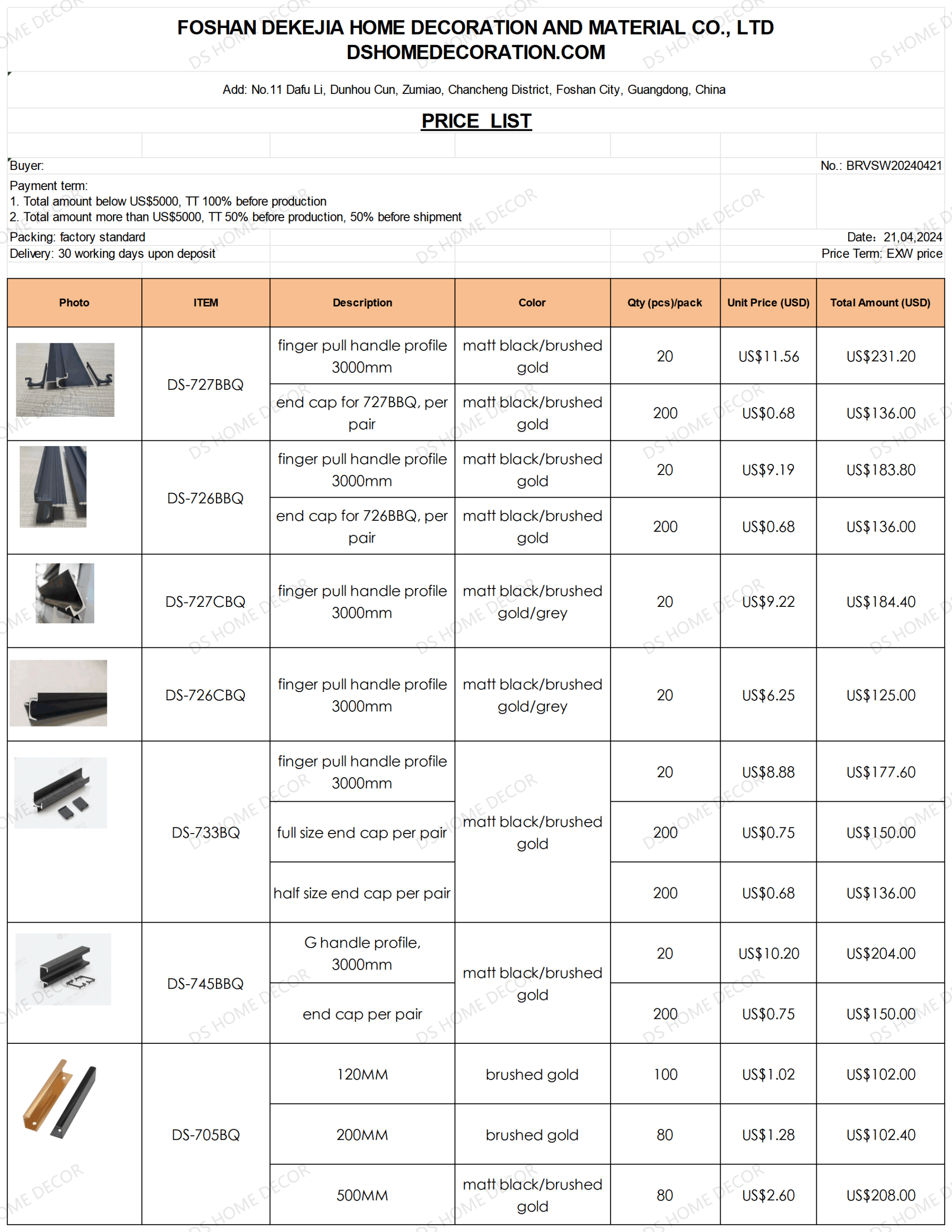 Ds Other Shape Edge Banding Handle Profile